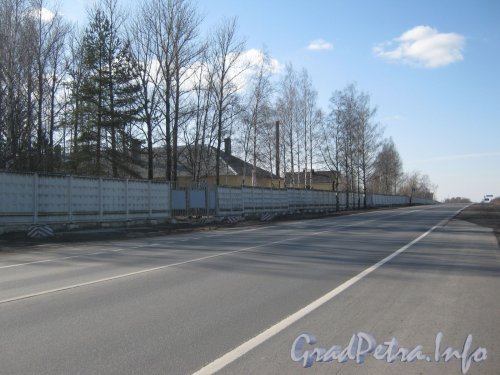 Волхонское шоссе напротив в/ч (дом 8). Перспектива в сторону Таллинского шоссе. Фото апрель 2012 г.