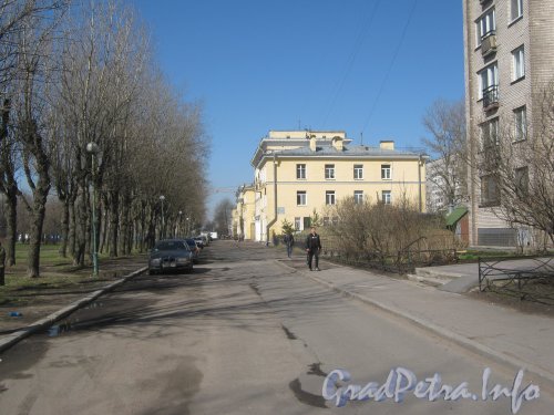 Пулковское шоссе, дом 20 (в центре) и проезд паралленьно Пулковскому шоссе в сторону Дунайского пр. Фото апрель 2012 г.