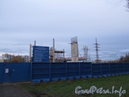 Московское шоссе, участок 1, (Северо-западнее пересечения с Дунайским проспектом). Строительство спортивного комплекса. Фото октябрь 2011 года.