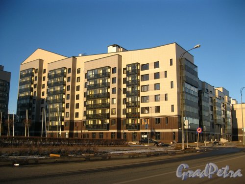 Петергофское шоссе, дом 45. Фасад со стороны дома 47, делового центра «Балтийская жемчужина». Фото 28 марта 2013 г.