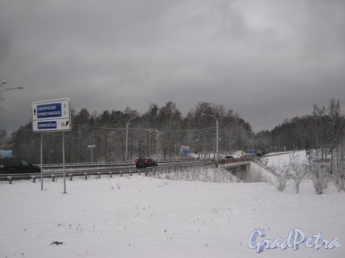 Курортный р-н, пос. Серово, Приморское шоссе. Мост через р. Чёрную (Гладышевку). Фото 7 декабря 2013 г.