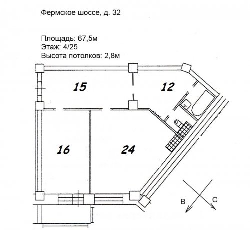 Санкт-Петербург,Фермское шоссе - 2 комн. квартира продажа (вторичное)